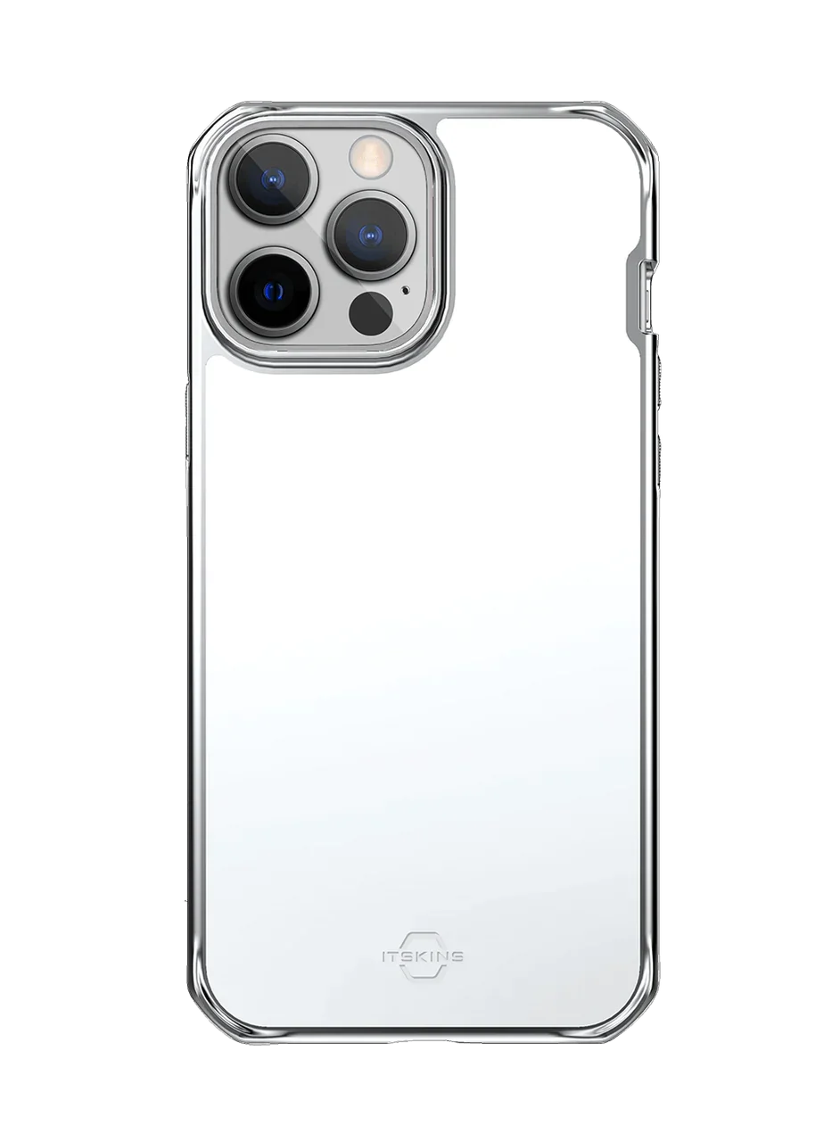 Itskins Hybrid Glass iPhone 13 Pro Cover - Silver - Tashqila Itskins Hybrid Glass iPhone 13 Pro Cover - Silver - Tashqila